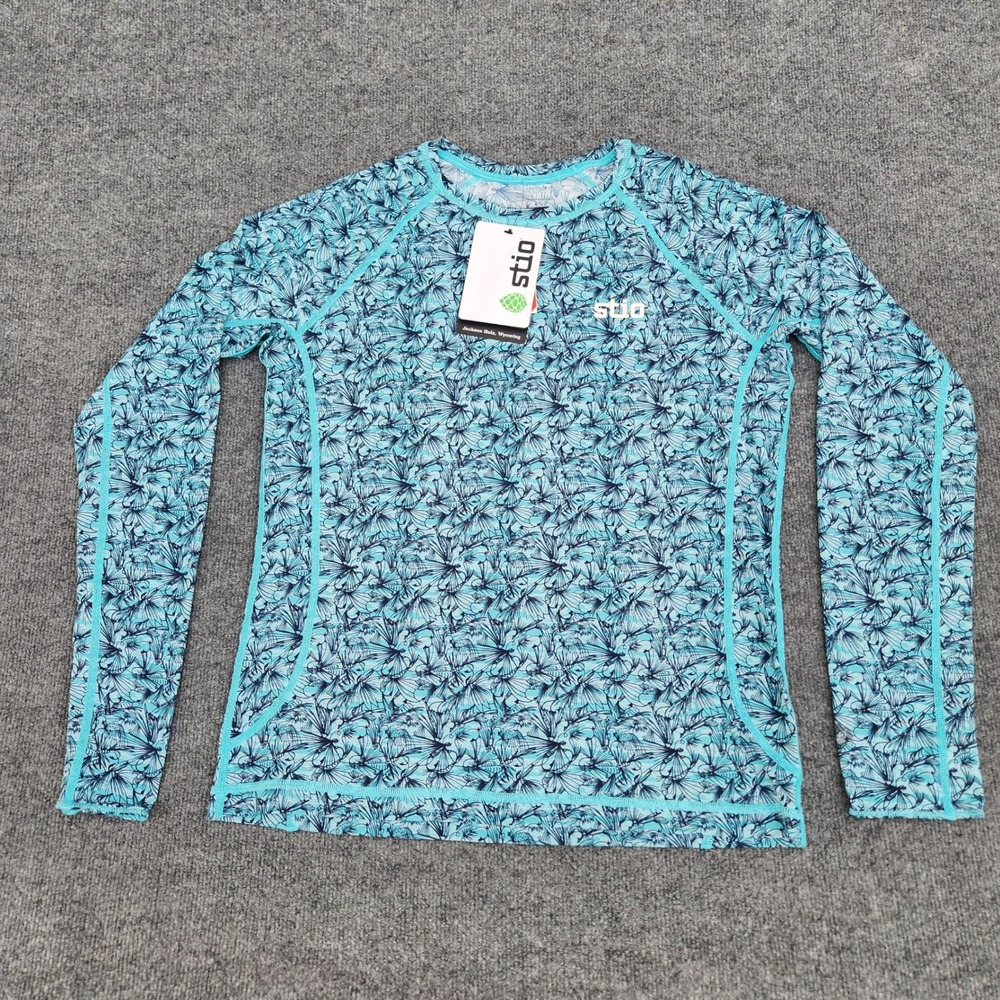 STIO Mens Hot Spring Fly Fishing Print Hylas crew UPF 50 Long‎ Sleeve Shirt sz M